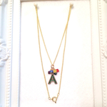 ❤ イニシャル「Ａ/緑」ネックレス　（シリーズ【紫・黄・青・赤・緑】 5色カラー）