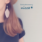 夏✳︎ターコイズ×ホワイトフェザーピアス✳︎イヤリング✳︎nicoa