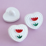【3個】17mm チューリップのボタン ♡ 白いハート