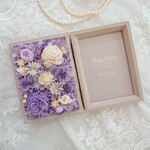 ☆オーダー品☆【送料無料】プリザーブド・ドライフラワーのフォトフレーム〈ライトパープル〉