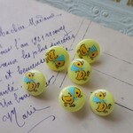 フランス 2個 14㎜ アンティークボタン  イエロー