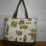 フランス輸入生地　オリーブ柄のトートバッグ