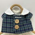 タータンチェックベスト・グリーン➕サンバイザー風耳飾り付き