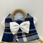 タータンチェックベスト・ブルー➕サンバイザー風耳飾り付き
