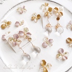 揺れる Flower×clear beads ピアス/イヤリング