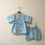 100㎝★キッズ甚平/flower　lightblue