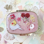 [再販] 手描き一点モノ♡押し花封入小物ケース　オカメインコ ルチノー