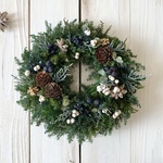 22~23センチ︎︎𓂃⟡.·プリザーブドフラワー針葉樹のシンプルゴールドのクリスマスリース