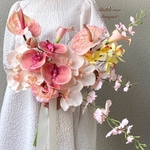 🍀オーダーブーケL受付ページ💐ブートニア付き✨ウェディングブーケ　アーティフィシャルフラワー　アーティフィシャルフラワーブーケ　ブライダルブーケ　前撮り　胡蝶蘭　アンスリウム　カラー