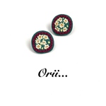 サークル花柄刺繍ピアス/イヤリング