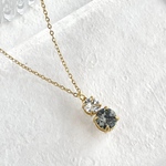 double crystal glass necklace (black) サージカルステンレス 45cm