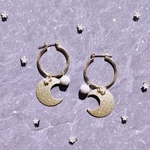 月と星のフープピアス・イヤリング　/MOON STER 三日月　満月　⬜︎金属アレルギー対応