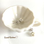 樹脂パール ひと粒 シンプル ピアス ♡ ホワイト (S)