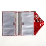 カードケース❣️ハシビロコウ柄赤　ラミネート生地　カードポケット16枚