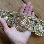 80cmカット済み【インド刺繍リボン】 ハンドメイド　ビジュー　リボン 【ひまわり】