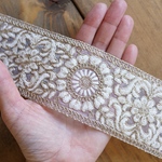 50cmカット済【インド刺繍リボン】オーガンジー　刺繍　リボン　りぼん 