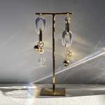 アクリルチェーン　ゴールド　グラデーション　アシンメトリー　大ぶり　上品　ロング　ピアス　イヤリング