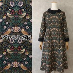 ウィリアムモリス～ストロベリーシーフ(いちご泥棒)～襟付きAラインワンピース