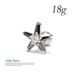18G 星かな？上品 ミニフラワー ボディピアス 片耳 軟骨 DPB004 BK