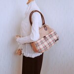 【20％off】オールドデニム調がま口バッグ♪（ﾀｰﾀﾝﾁｪｯｸBe）