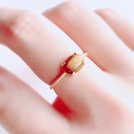 天然石　イエロータイガーアイ　爪留めリング　指輪　silver925 18kgp