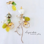 Shine muscat accessory set ✵ シャインマスカットの耳飾り＆リング set    アシンメトリー フリーリング
