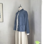 ウエハースジャケット　コットンシャツコーデュロイ　ブルーグレー　＊暮らしの店sacchi＊