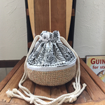 麻ヒモ×バンダナ巾着バッグ【裏地付き】