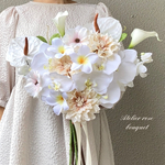 🍀オーダーブーケL受付ページ💐ブートニア付き✨ウェディングブーケ　アーティフィシャルフラワー　アーティフィシャルフラワーブーケ　ブライダルブーケ　前撮り　胡蝶蘭　アンスリウム　カラー
