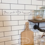 【 Your smile is my Happiness あなたの笑顔が私の幸せ】2種類 英字ステッカー 何処にでも貼れる 筆記体ステッカー オーダー ステッカーシール 真鍮風 防水