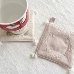 クリスマス/ホームパーティに‪✿手刺繍のもこもこコースター