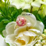 【旅するリング】リトルウッズ／ピンク／薔薇／淡水パール／ドライフラワー／ゴールド／フォークリング／ボタニカル