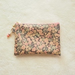 ★One side all skeleton pouch　 リバティ　チャイブ　スモーキーピンク　13×9cm　◆パスケース　小物入れに