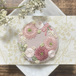 刺繍ブローチorヘアゴム✳︎ガーベラのリースpink×pink
