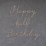 Happy half Birthday * naturalタイプ *  シャンパンゴールドwire art バースデー　ハッピーバースデー　文字　ワイヤー　誕生日　飾り　虫ピン付き