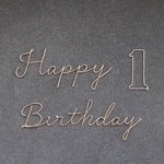 Happy Birthday 数字付き（1つ）* naturalタイプ *  シャンパンゴールド　wire art バースデー　ハッピーバースデー　文字　ワイヤー　誕生日　飾り　虫ピン付き