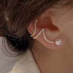 新作 CZ ダイヤ イヤーカフ× パールピアス ear cuff イヤーカフ キラキラ CZ 片耳用１点 ゴールド 