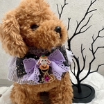 🎃ハロウィンペット用バンダナ　ハロウィンデコパーツにハロウィンと星のチャーム⭐️🎀薄紫　4サイズ有♪小型〜大きめ犬猫ちゃんもok！リボンはクリップ留め♪ ペット用スタイ　ペット用アクセサリー　