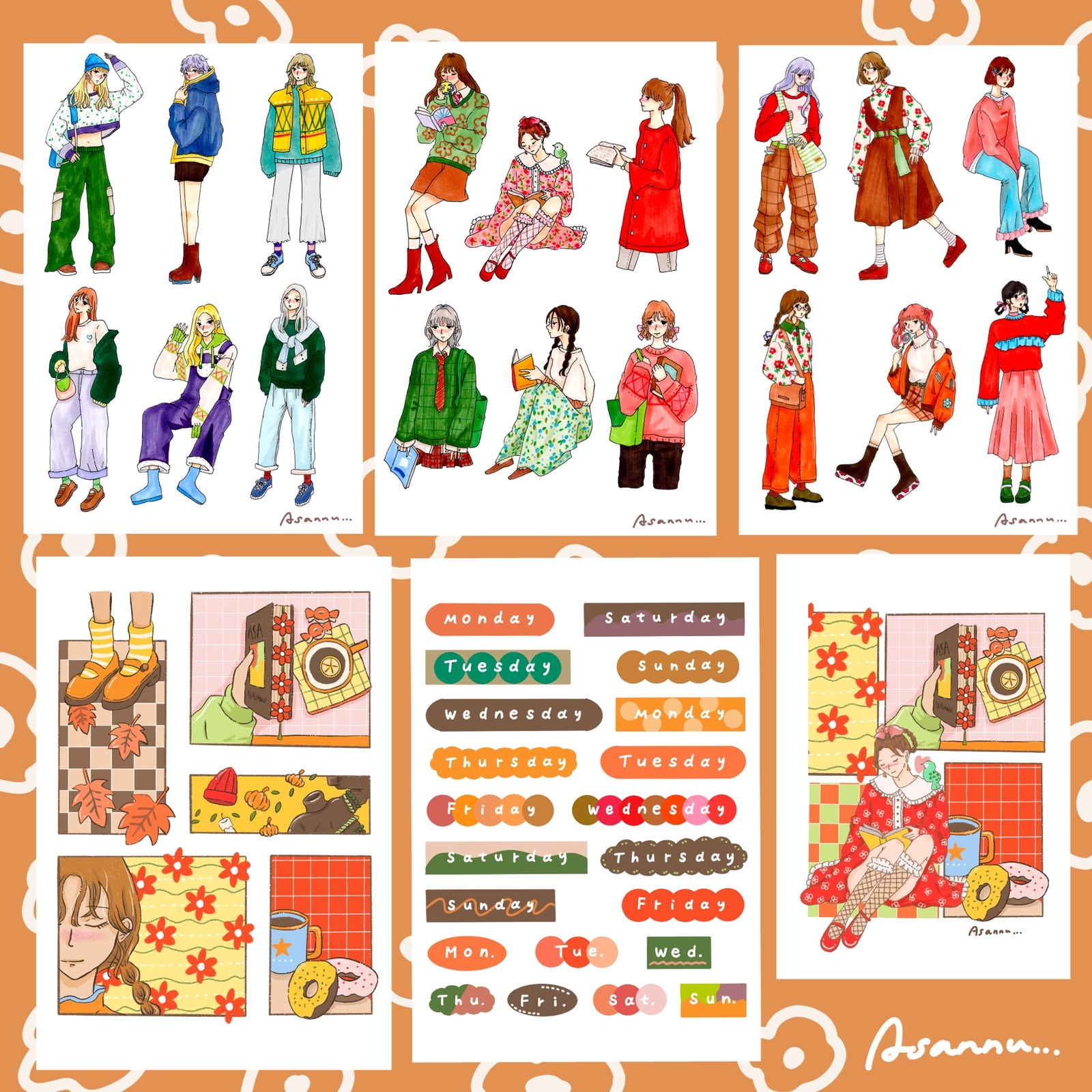 お裾分けシールセット（no.2）sticker set - Asannu Shop
