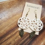 【再販】NO.730　葉っぱのドリームキャッチャーピアス