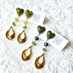 💚🧡ペアカラーフラワーレジンピアス💐