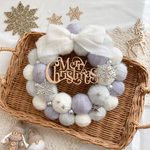 クリスマス クリスマスリース 冬リース 毛糸玉リース ホワイトクリスマスカラー🩵