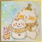 猫だるまさん【ミニ色紙原画】
