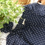 natural*(L)紺ドット半袖チュニック