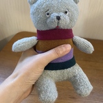 送料込み　こまりっくま　手縫いのソックベア　グレーグリーン