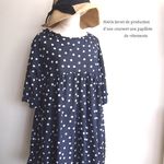 シルクコットンドット柄ドルマンスリーブワンピース