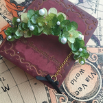 紫陽花のバレッタ(緑×黄)