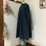 ハーフリネン　グレンチェック　フリル襟ワンピース💕
