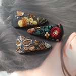 インド刺繍リボンのスリーピン（ぱっちんピン）3本セット　ブラック