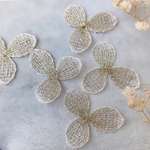 6枚【ef13】刺繍 　花  パーツ   フラワー 　3弁花